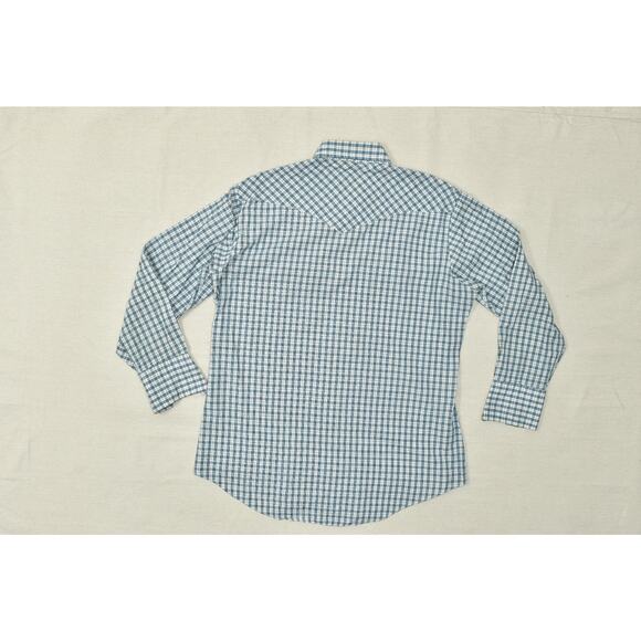 Vintage HOLT Blue Plaid Western Snap Button Down Shirt Mens Size L Long Sleeve - Picture 2 of 8